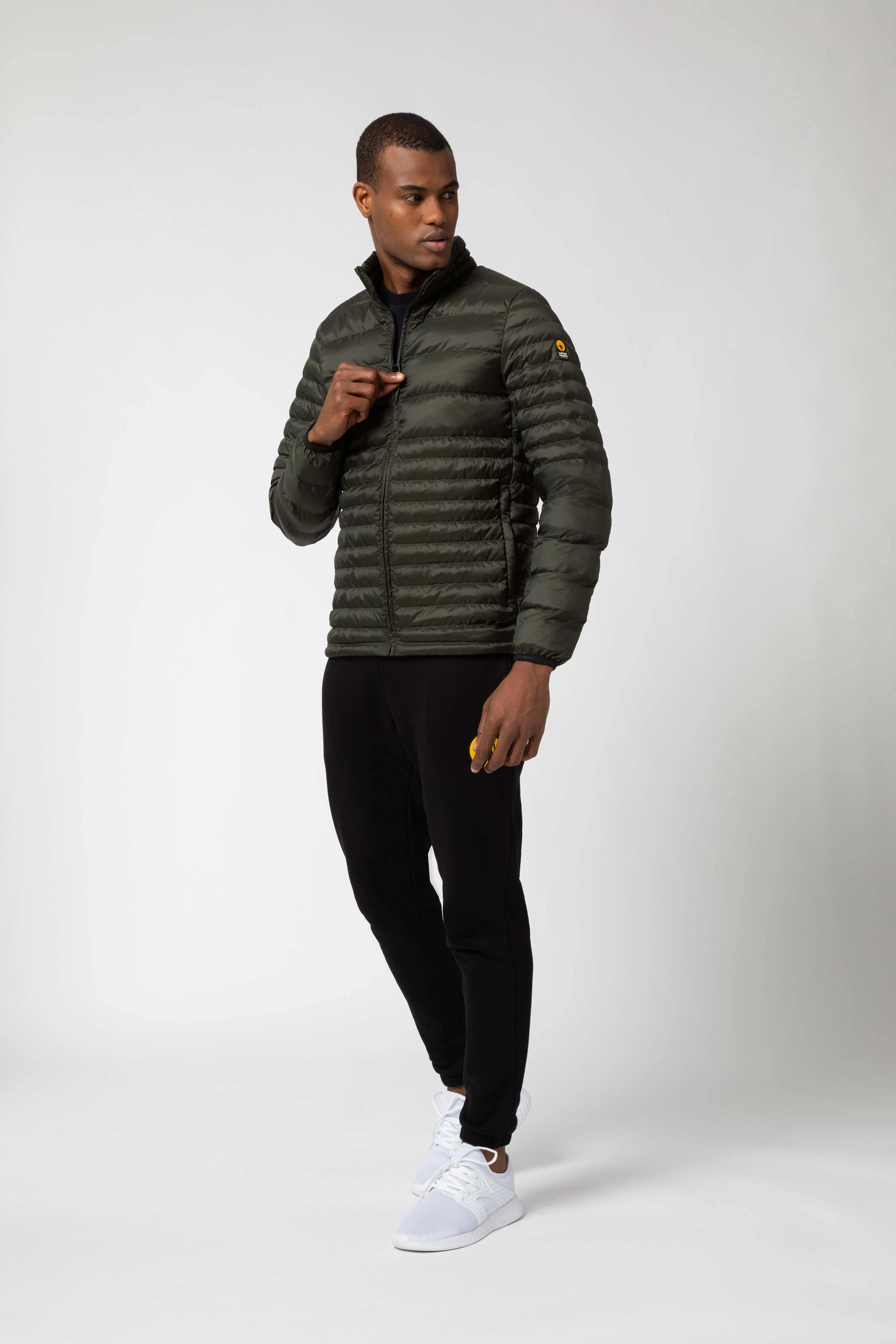 RUBERT – Military green quilted full zip down jacket