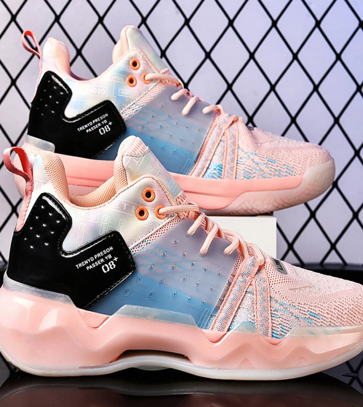 Scarpe da basket da uomo Ammortizzazione traspirante Scarpe sportive indossabili antiscivolo Allenamento in palestra Scarpe da g