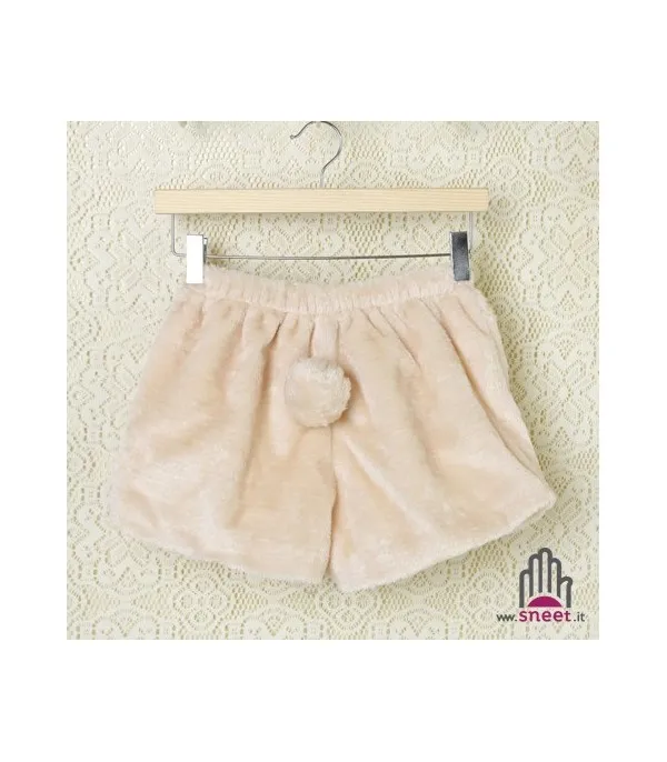 Shorts in ecopelliccia con coda