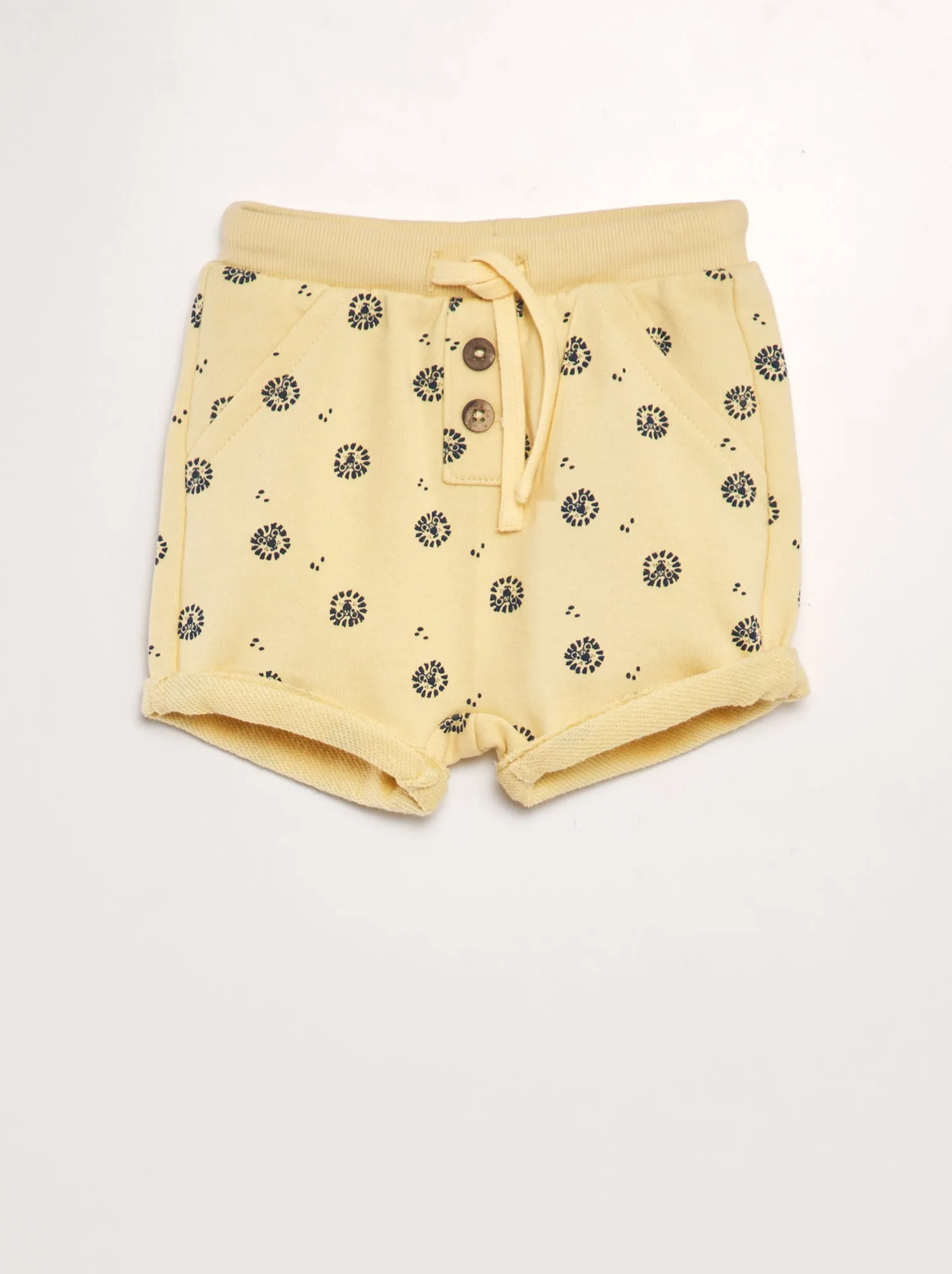 Shorts in tessuto felpato con stampa - GIALLO