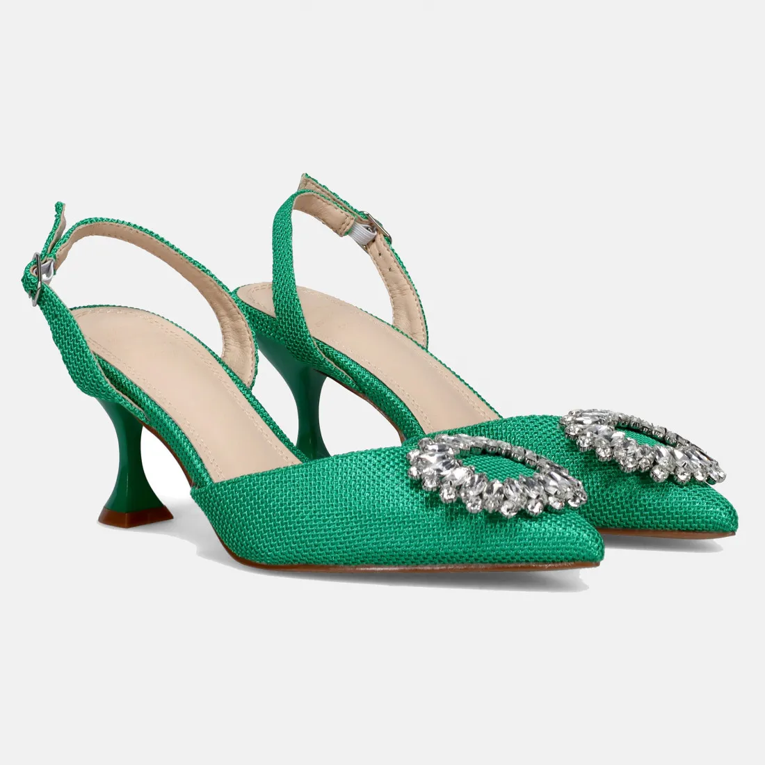 Slingback Twenty FourHaitch Lilibeth verde con strass