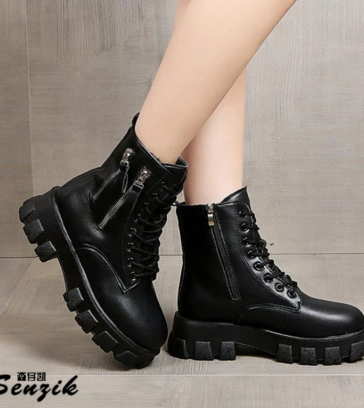 Stivali con doppia cerniera donna 2022 scarpe autunno inverno stivali con plateau firmati di moda caldi scarpe basse morbide ant