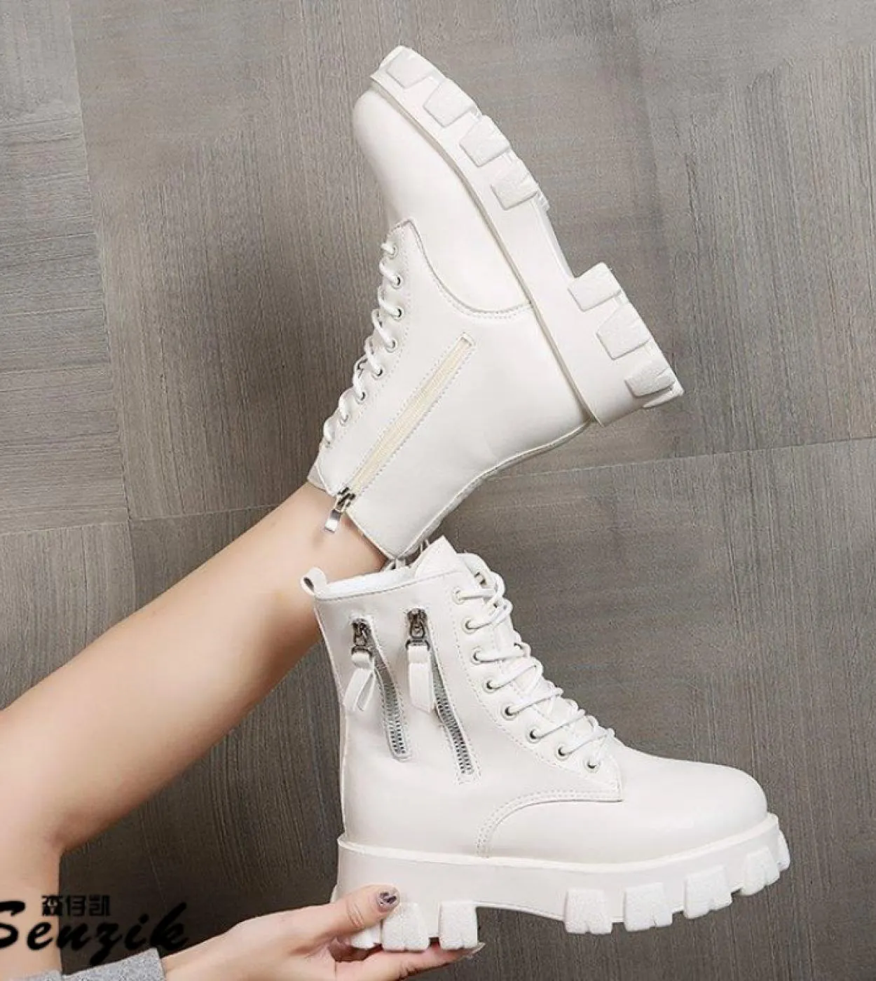 Stivali con doppia cerniera donna 2022 scarpe autunno inverno stivali con plateau firmati di moda caldi scarpe basse morbide ant