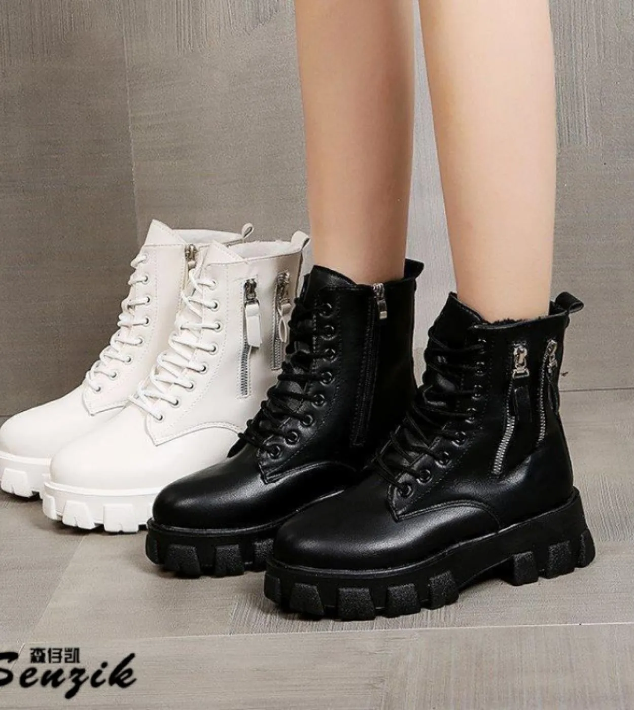 Stivali con doppia cerniera donna 2022 scarpe autunno inverno stivali con plateau firmati di moda caldi scarpe basse morbide ant