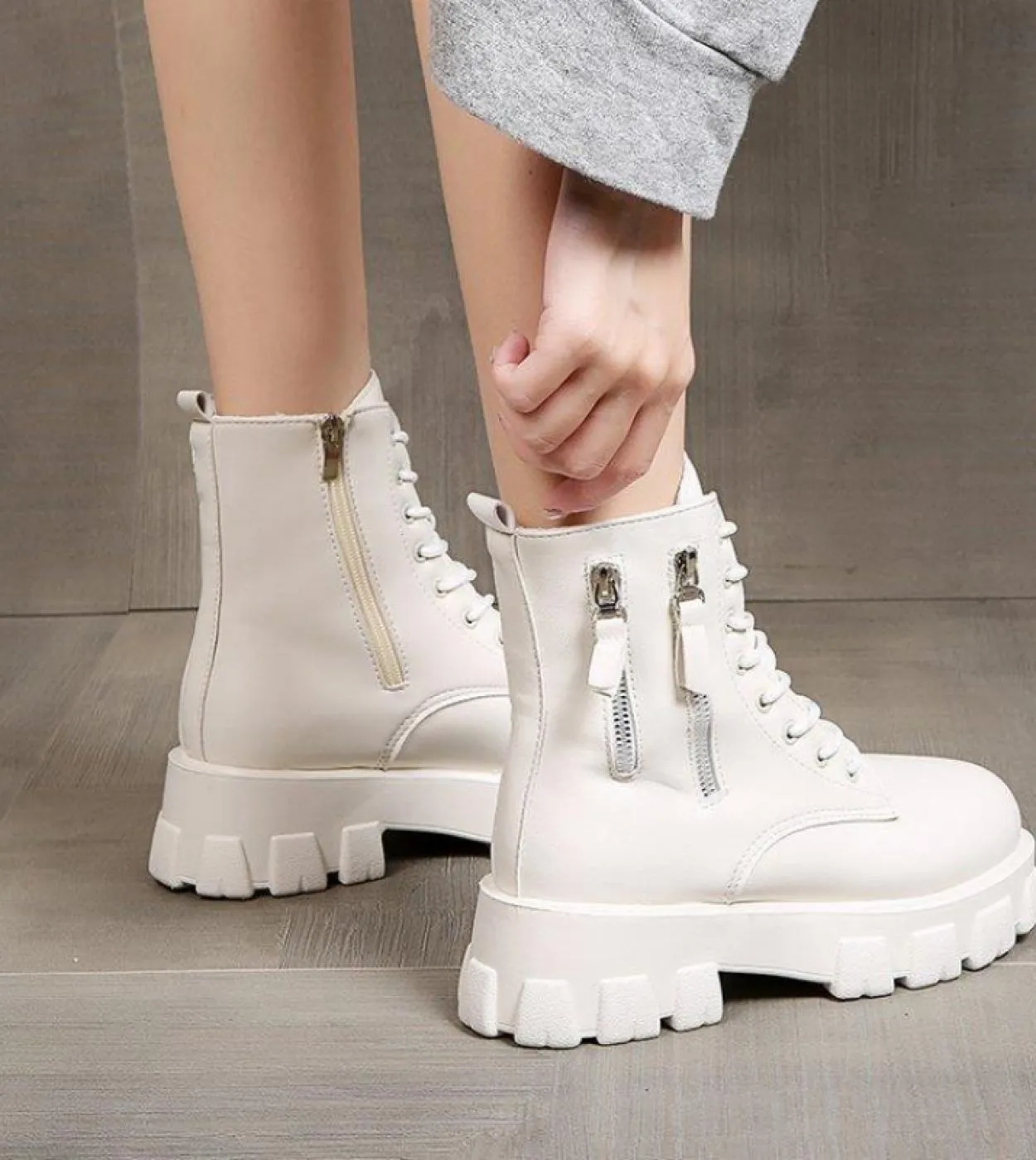 Stivali con doppia cerniera donna 2022 scarpe autunno inverno stivali con plateau firmati di moda caldi scarpe basse morbide ant