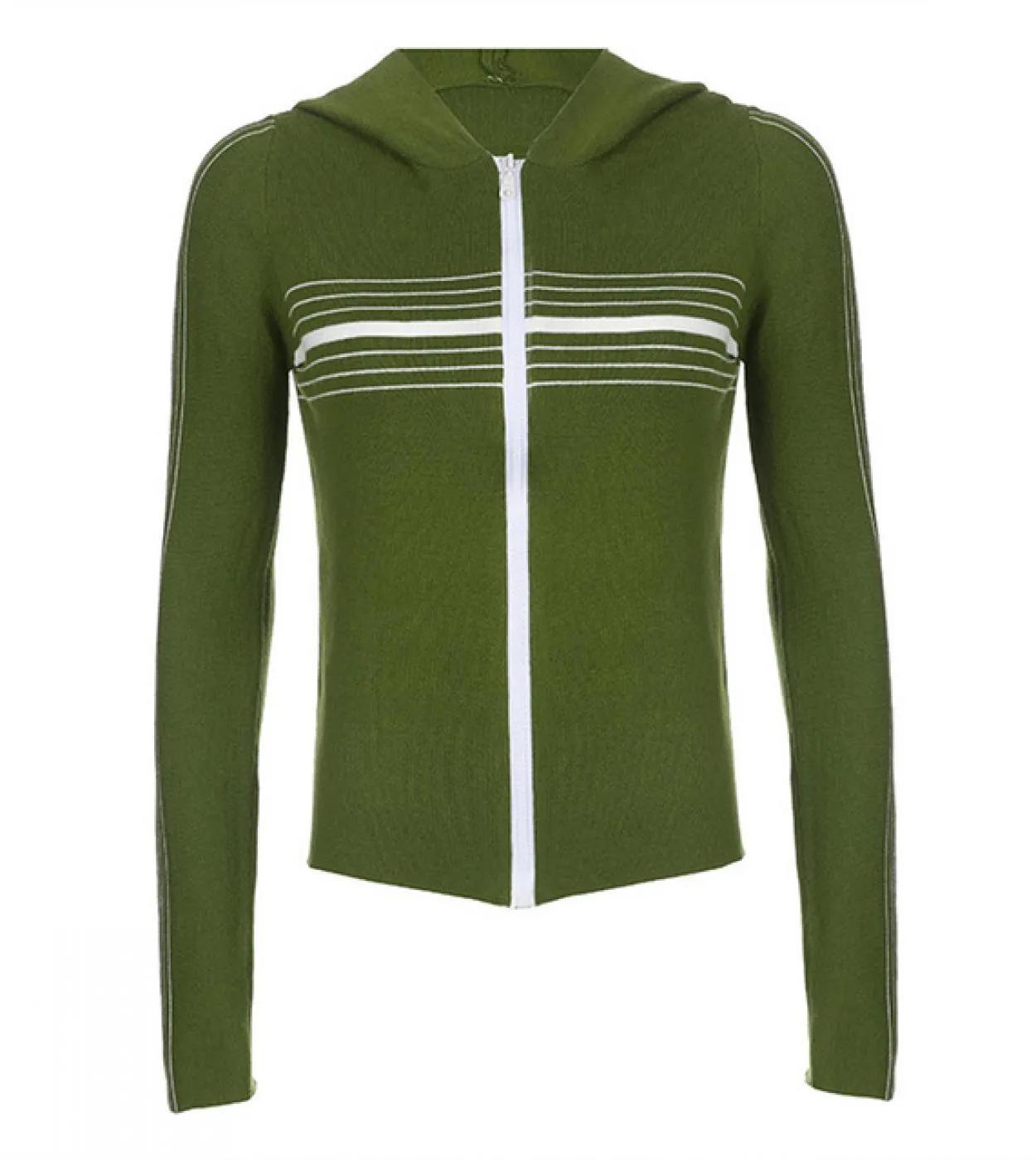 Tetyseysh Giacca aderente a righe da donna Autunno manica lunga con cappuccio Cerniera Cappotti Nuovi sport casuali che corrono