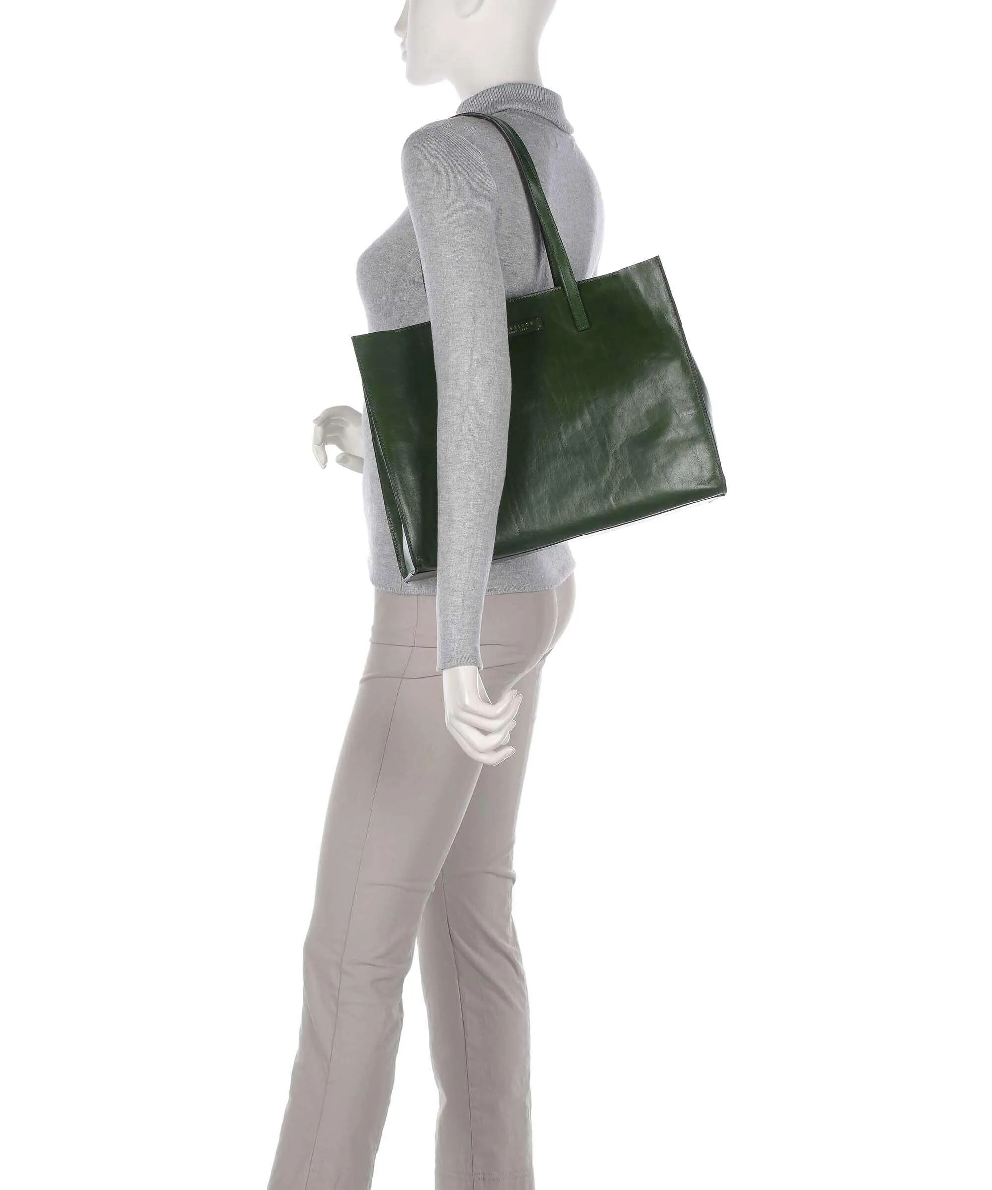  The Bridge Mirra Borsa shopper pelle di vacchetta finemente grana verde scuro  