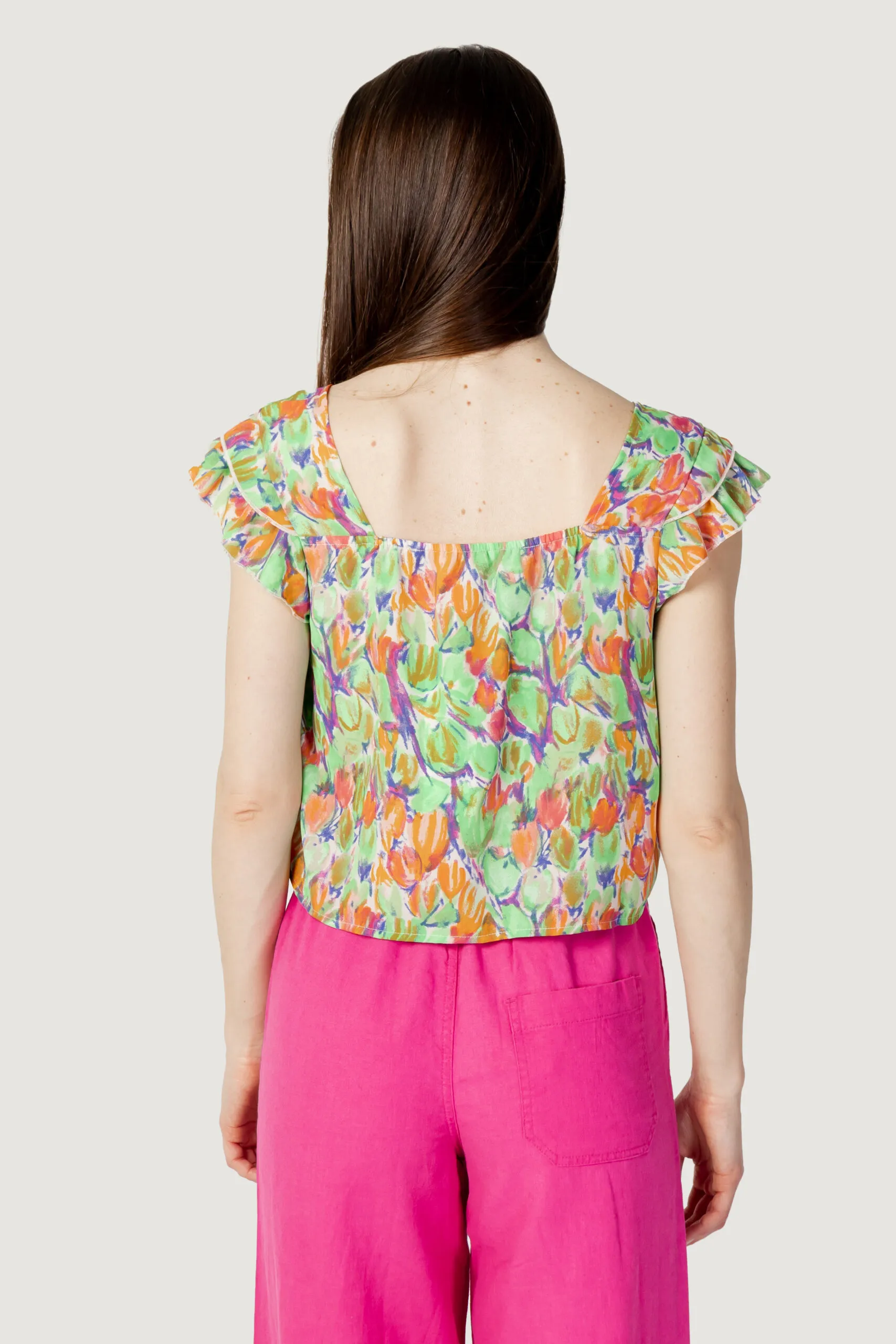 Top Only onlalma life poly april frill aop Verde